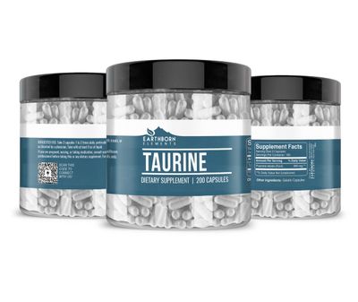 Earthborn Elements Taurine, 200 Capsules, Pure &amp; Undiluted, No Additives