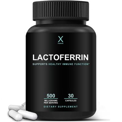 HUMANX Lactoferrin 500mg - Powerful Serving Size (Gluten Free, Non GMO, Soy Free Supplements) - A Component in Colostrum - USA Made, Supports Healthy Immunity, Iron Utilization &amp; Absorption