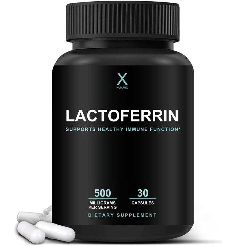 HUMANX Lactoferrin 500mg - Powerful Serving Size (Gluten Free, Non GMO, Soy Free Supplements) - A Component in Colostrum - USA Made, Supports Healthy Immunity, Iron Utilization &amp; Absorption