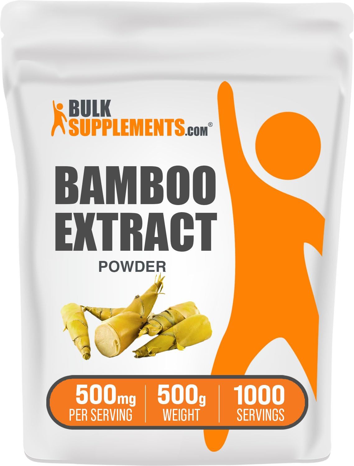 BulkSupplements.com Bamboo Extract Powder - Silica Supplements, Bamboo Powder - Bamboo Supplement, Herbal &amp; Gluten Free, 500mg per Serving, 500g (1.1 lbs) (Pack of 1)