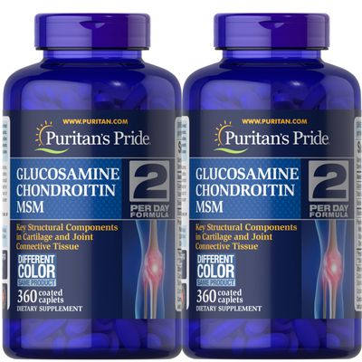 Puritan&#39;s Pride Triple Strength Glucosamine, Chondroitin &amp; Msm Joint Soother, 360 Count (Pack of 2)