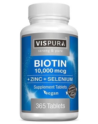 Biotin 10000 mcg + Zinc + Selenium, Pure, Vegan &amp; Extra Strong, Best Supplement for Hair Growth, Glowing Skin, Strong Nails*, 365 Tablets for 12 Months, Natural Without Additives