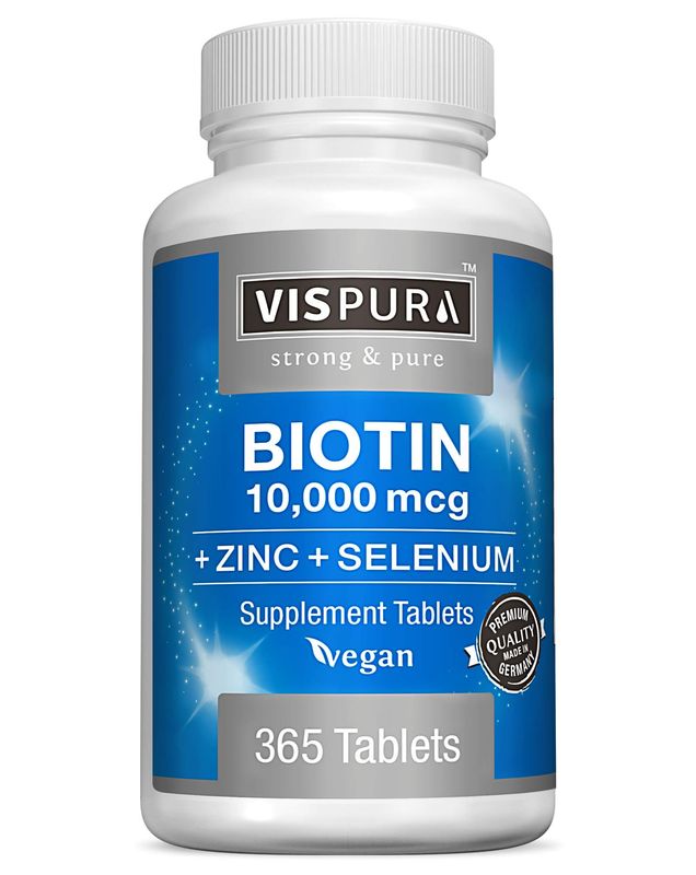 Biotin 10000 mcg + Zinc + Selenium, Pure, Vegan &amp; Extra Strong, Best Supplement for Hair Growth, Glowing Skin, Strong Nails*, 365 Tablets for 12 Months, Natural Without Additives