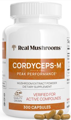 Real Mushrooms Cordyceps Capsules - Performance Mushroom Extract Supplement with Organic Cordyceps Militaris for Energy &amp; Immune Support - Vegan Cordyceps Mushroom Supplement, Non-GMO, 300 Caps