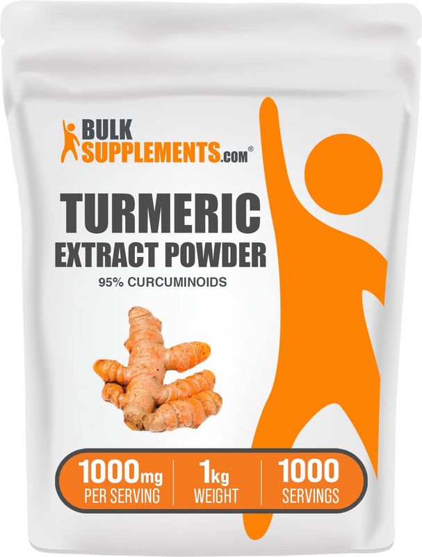 BulkSupplements.com Turmeric Extract Powder - from Turmeric Root, Curcumin Supplements 1000mg, Turmeric Curcumin Powder - Gluten Free, 1000mg per Serving, 1kg (2.2 lbs) (Pack of 1)