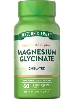 Nature&#39;s Truth Magnesium Glycinate Capsules | 200mg | 60 Count | Chelated Superior Absorption Formula | Non-GMO &amp; Gluten Free Supplement