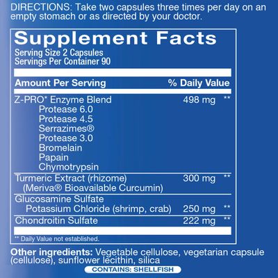 Nutra Disc Joint Support Supplement - 180 Capsules - Glucosamine Chondroitin for Joint Pain, Disc and Connective Tissue Health - with Meriva Curcumin Extract and Z-Pro Enzyme Blend