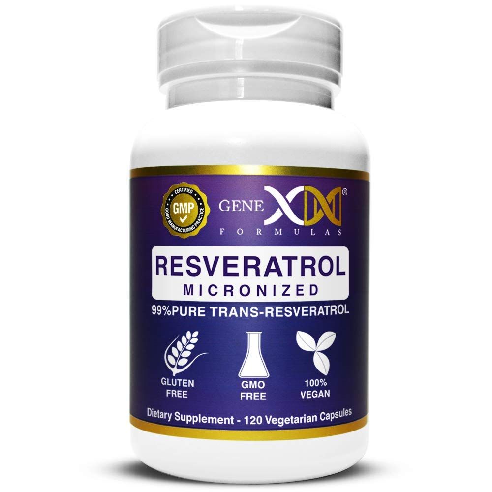 Genex Formulas Trans Resveratrol 1000mg Serving 99% Pure Micronized Pharmaceutical Grade Trans-Resveratrol + Bioperine Extract mad in a GMP &amp; NSF Certified Facility (4X 250mg Cpasules 120ct)