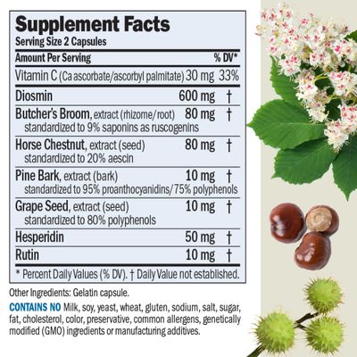 ANDREW LESSMAN Circulation & Vein Support for Healthy Legs 60 Capsules - High Bioactivity Diosmin, Butcher's Broom, Visibly Reduces Swelling & Discomfort in Feet, Ankles, Calves, Legs