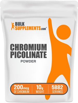 BulkSupplements.com Chromium Picolinate 200mcg Powder - Chromium Picolinate Powder, Chromium Supplements - Yeast Free, 200mcg of Chromium, 1.7mg per Serving, 10g (0.35 oz) (Pack of 1)