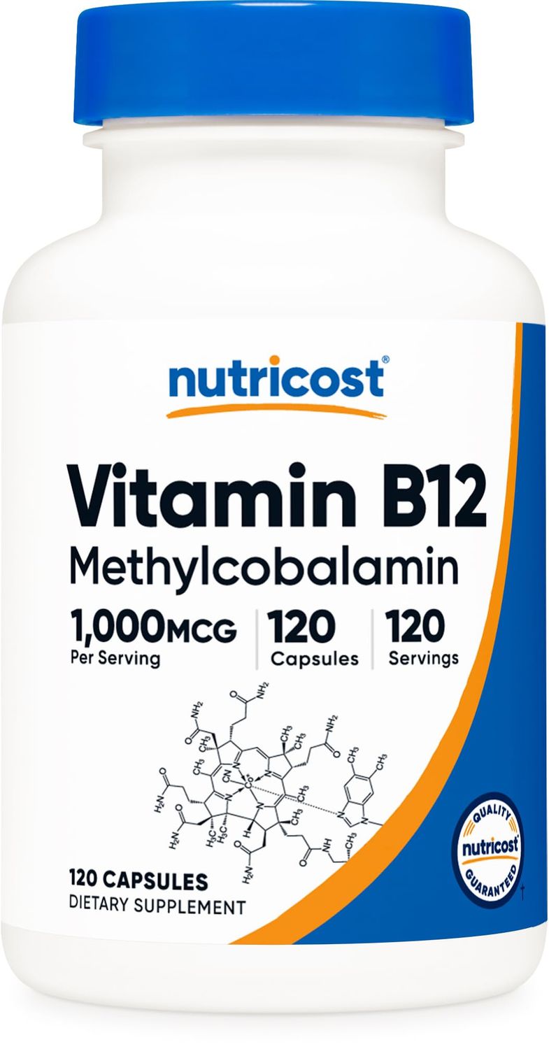 Nutricost Vitamin B12 (Methylcobalamin) 1000mcg, 120 Capsules - Vegetarian, Non-GMO &amp; Gluten Free B12 Supplement