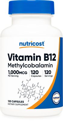 Nutricost Vitamin B12 (Methylcobalamin) 1000mcg, 120 Capsules - Vegetarian, Non-GMO &amp; Gluten Free B12 Supplement