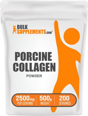 BulkSupplements.com Porcine Collagen Powder - Hydrolyzed Collagen Powder, Collagen Supplement, Collagen Protein Powder - Gluten Free, 2500mg per Serving, 500g (1.1 lbs) (Pack of 1)