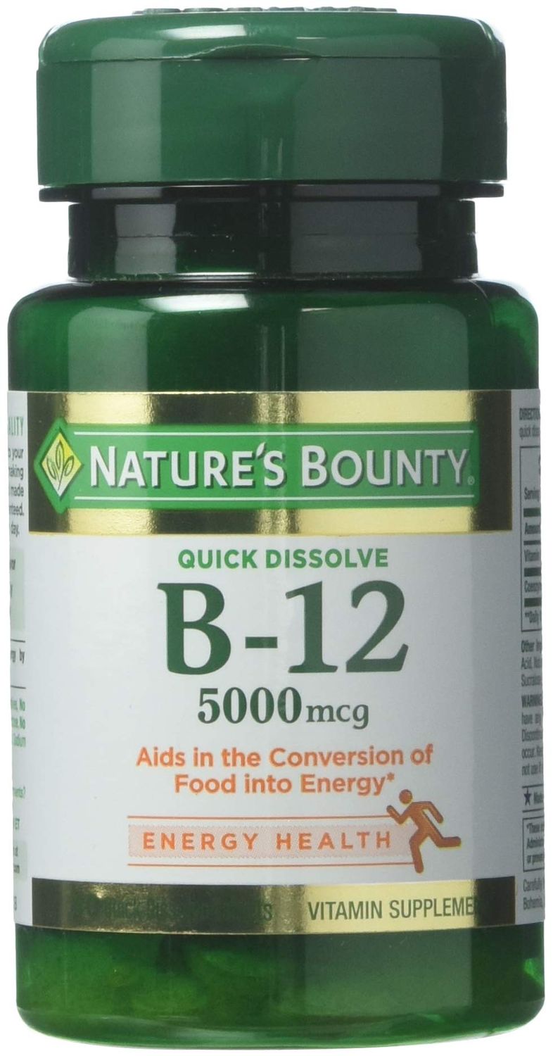 Nature&#39;s Bounty Vitamin B-12 5000 mcg, 40 Quick Dissolve Tablets (Pack of 3)
