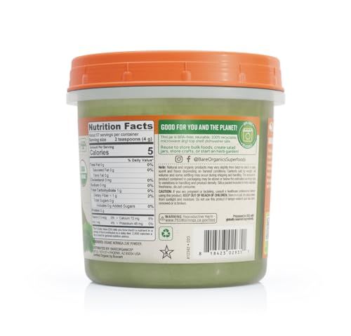 BareOrganics Moringa Leaf Superfood Powder, Organic, Vegan Supplement, 8 Ounces