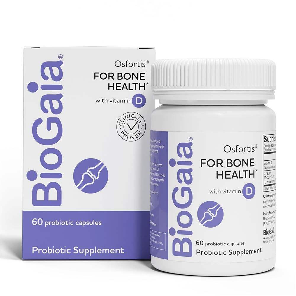 BioGaia Osfortis, Womens Probiotic for Strong Bones, Immune Balance &amp; GI Wellness, Contains L. reuteri 6475, 60 Capsules, 1 Pack