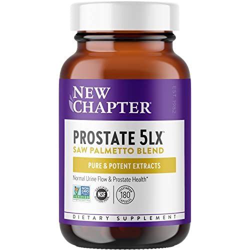 New Chapter Prostate Supplement - Prostate 5LX with Clinical Strength Saw Palmetto + Fermented Selenium for Prostate Health - 180 ct Vegetarian Capsule