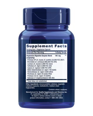 Life Extension Enhanced Super Digestive Enzymes, Supports Digestion, Comfort, digesting Plant-Based Foods, Non-GMO, Vegetarian, 60 Capsules