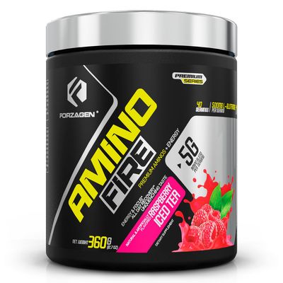 Forzagen Amino Fire | Essential Amino Energy Powder for Pre-Workout | BCAA Energy Boost &amp; Muscle Recovery Drink Mix, Enhance Focus &amp; Concentration, Dietary Supplement | Raspberry Ice Tea, 40 Servings