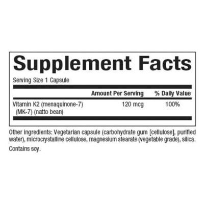 Natural Factors, Vitamin K2 120 mcg, Supports Bone and Vascular Health, 60 Capsules