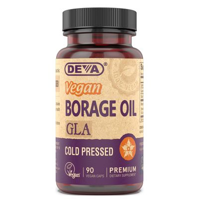 DEVA Vegan Vitamins, Borage Oil 500mg, Rich Source of Omega-6 Fatty Acid GLA (Gamma linolenic Acid), Cold-Pressed &amp; Unrefined, 90 Tablets, 1-Pack