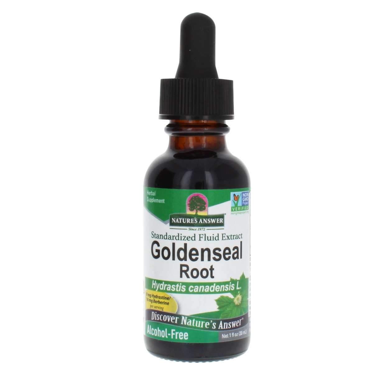 Nature&#39;s Answer Alcohol-Free Golden Seal Root 1oz Extract | 9mg of Hydrastine and 16mg of Berberine Per Serving | Natural Immune Booster | Promotes Lung Health | Single Count