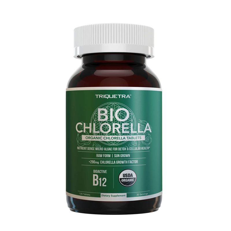 Organic Chlorella: 3 Organic Certifications - Broken Cell Wall Form, Blue Green Algae - Raw, Sun-Grown, Non-Irradiated, Maximum Nutrient &amp; CGF (Chlorella Growth Factor) Levels - (120 Tablets)
