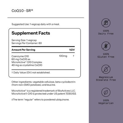 Powerful CoQ10 Supplement-Sustained Released MicroActive CoQ10 for Enhanced Absorption - 100mg of CoQ10 Per Capsule Supports Immune, Energy -60 Vegetable Capsules