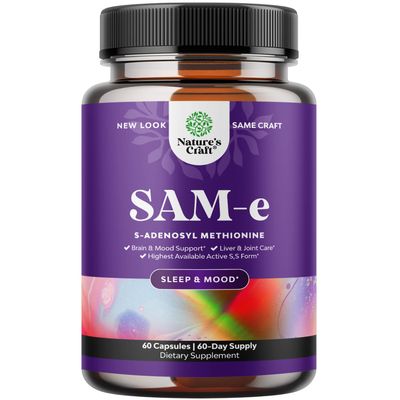 Sam-E 200mg Mood Support Supplement - S-Adenosyl Methionine Sam-E Supplement for Natural Relaxing Mood Boost Brain Support and Liver Detox Cleanse - Vegan Non-GMO and Gluten Free (60 Servings)