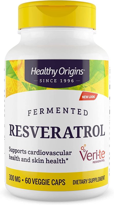 Healthy Origins Resveratrol (Trans-Resveratrol), 300 mg - European Resveratrol Nutritional Supplements - Vegan, Non-GMO &amp; Gluten-Free Antioxidant Supplement - 60 Veggie Capsules