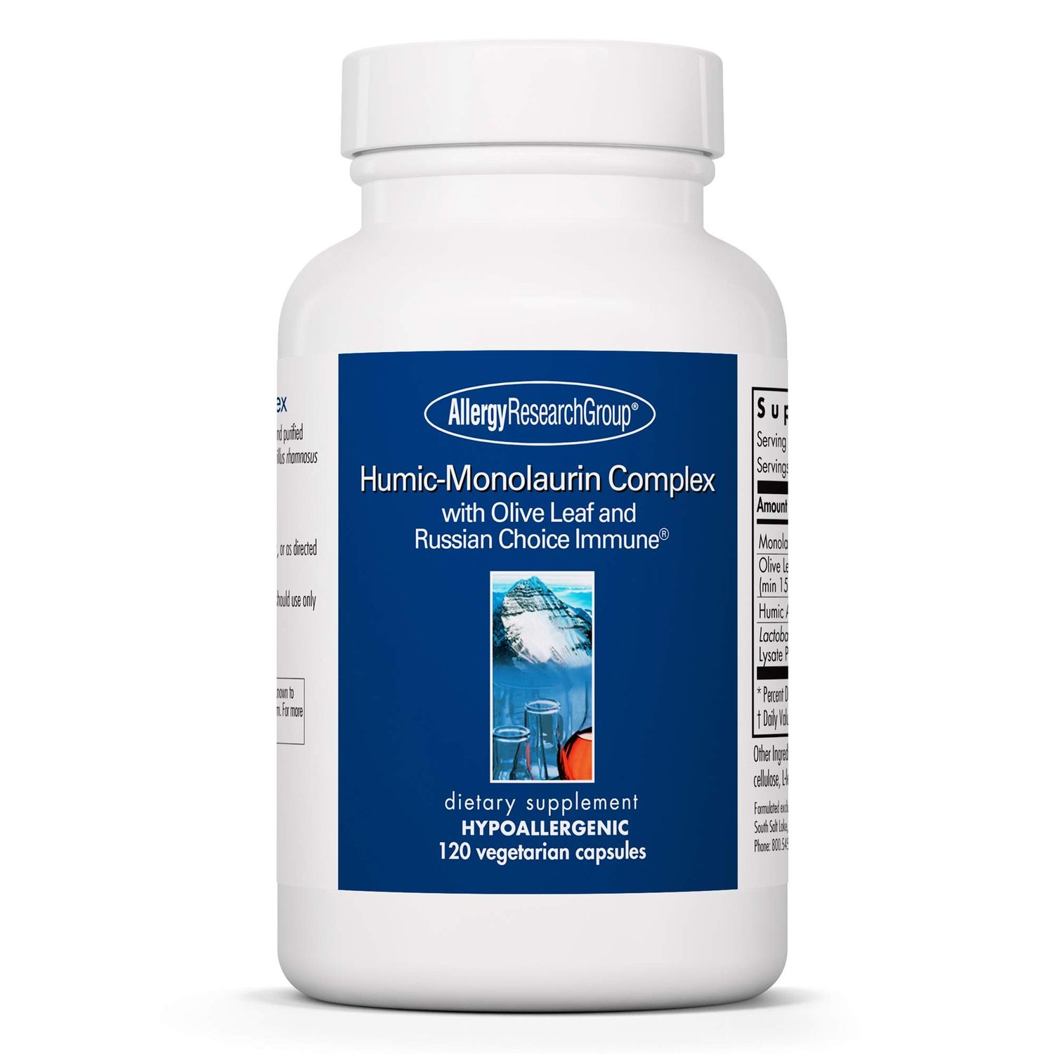 Allergy Research Group Humic-Monolaurin Complex - Immune System Support, Humic Acid Supplements, with Olive Leaf, Vegetarian Capsules - 120 Count