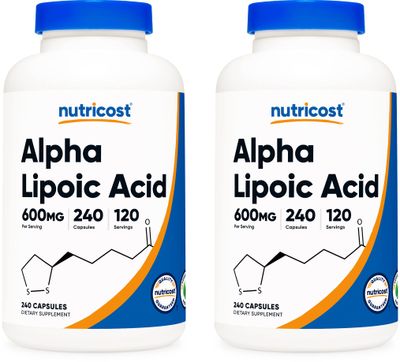 Nutricost Alpha Lipoic Acid 600mg, 240 Vegetarian Capsules - Gluten Free, Soy Free &amp; Non-GMO, 120 Servings (2 Bottles)