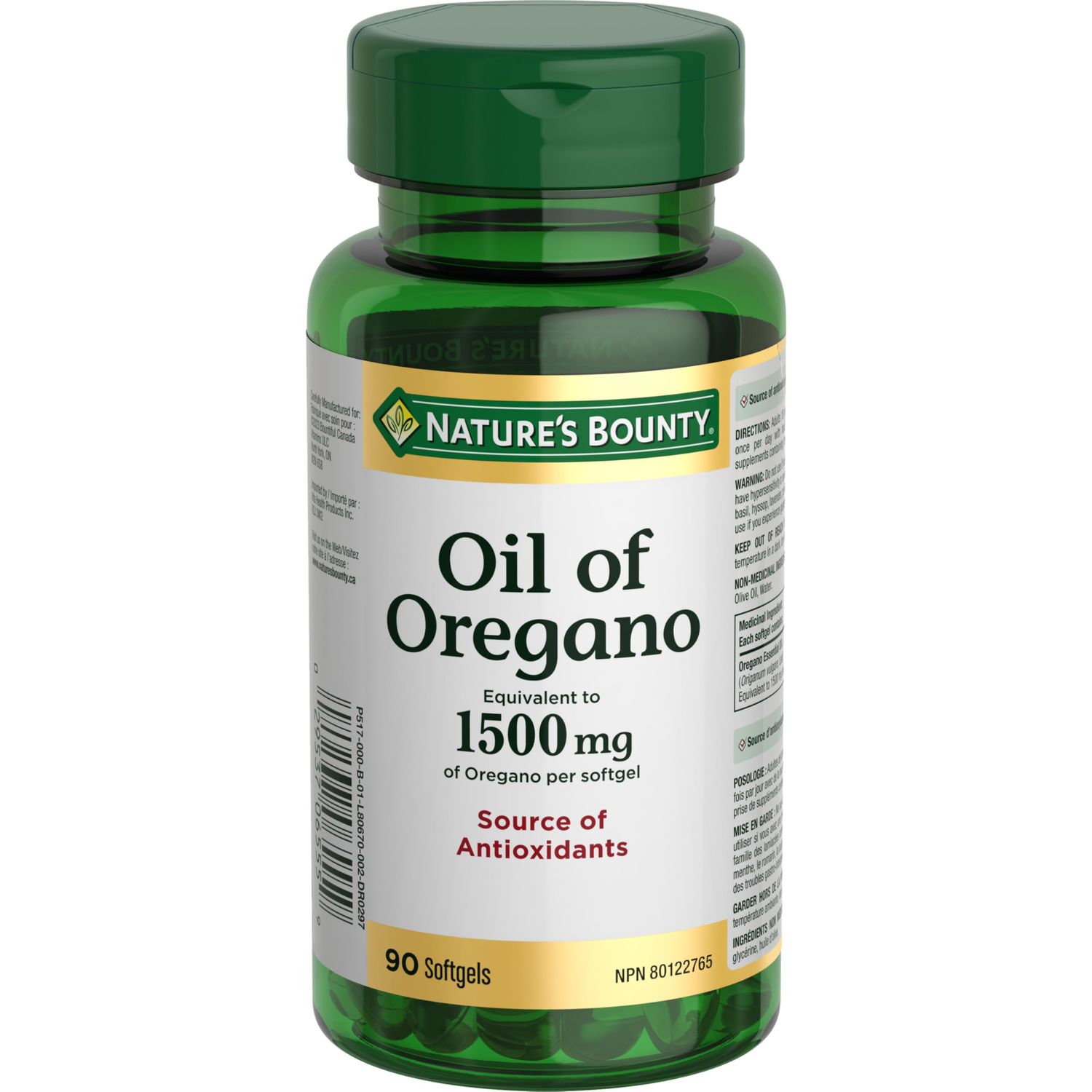 Nature&#39;s Bounty Oil of Oregano 1500 mg 90 Liquid Softgels (Packaging May Vary)