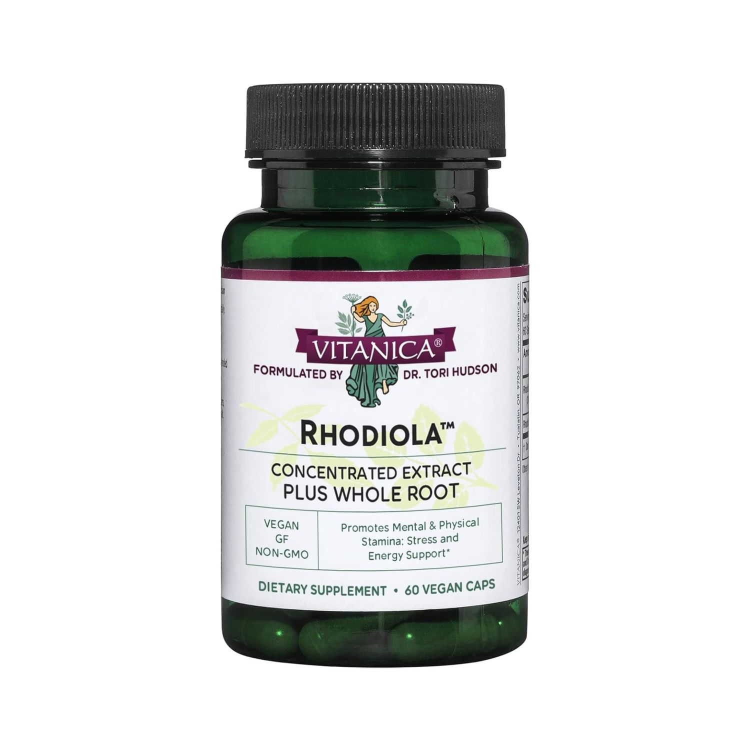Vitanica Rhodiola Rosea Root Extract 200mg, Dr. Formulated, 3% Rosavins &amp; 1% Salidroside, Rhodiola Root 85mg, Vegan, 60 Capsules