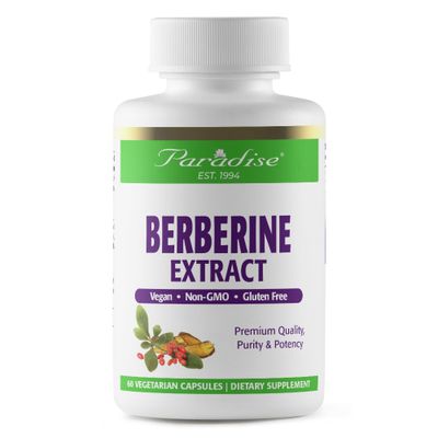 Paradise Herbs, Berberine Extract, 500 mg, Pure &amp; Potent Berberine Supplement, Vegan, Non GMO, Gluten Free, 60