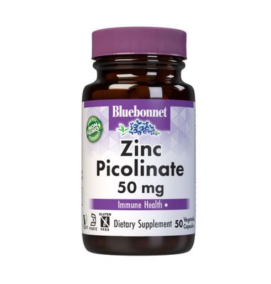 Bluebonnet Nutrition Zinc Picolinate, Hormonal &amp; Immune, Prostate Health, Skin, Vegan, Non GMO, Gluten, Soy &amp; Milk Free, Kosher, White, 50 Count