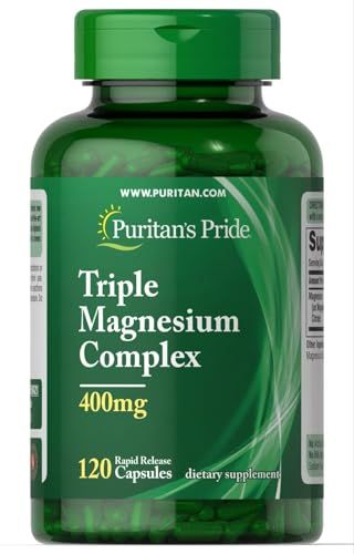 Puritan&#39;s Pride Triple Magnesium Complex, 400mg, Helps Maintain Healthy Bones, 120 Rapid Release Capsules