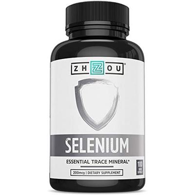 Zhou Selenium 200mcg | for Thyroid, Prostate and Heart Health | Essential Trace Mineral with Superior Absorption | No Yeast | 100 Veg Caps