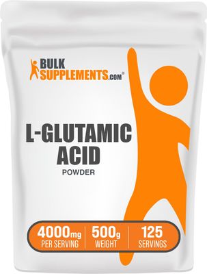 BulkSupplements.com L-Glutamic Acid Powder - Glutamate Supplement, Amino Acid Supplement - for Gut Health, Gluten Free, 4000mg per Serving, 500g (1.1 lbs) (Pack of 1)