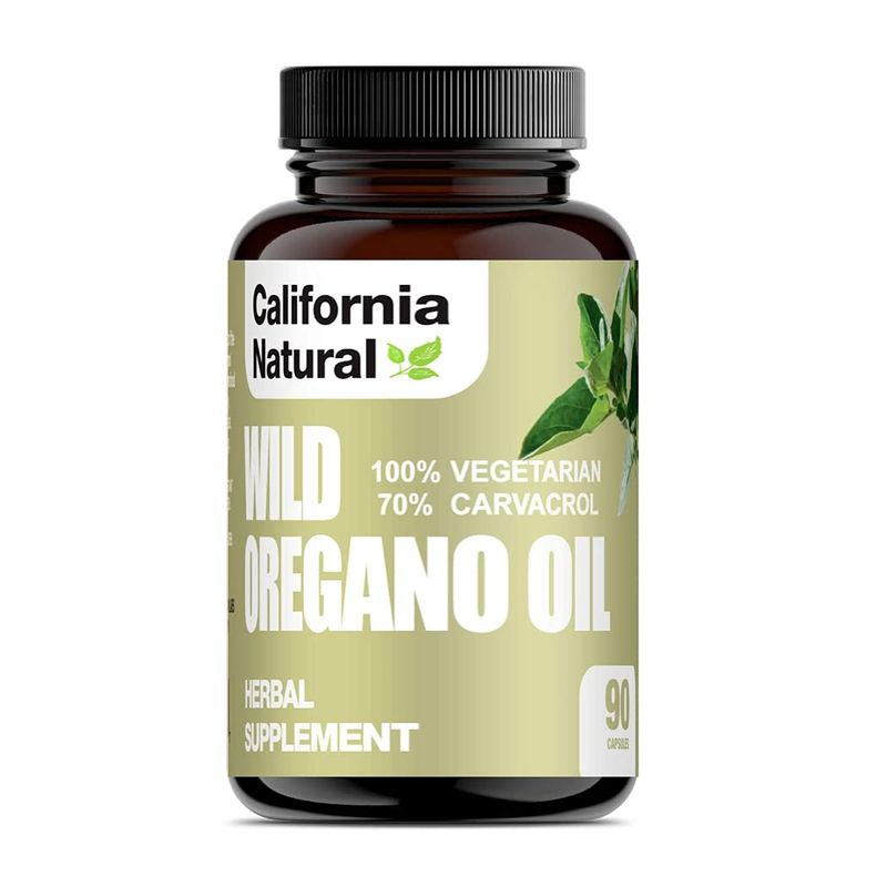Wild Oregano Oil Vegetarian Soft Capsules - California Natural - Immune System &amp; Digestive Support - Promote Gut Health &amp; Healthy Digestion - 100% Vegetarian - 70% Carvacrol - Herbal 90 count