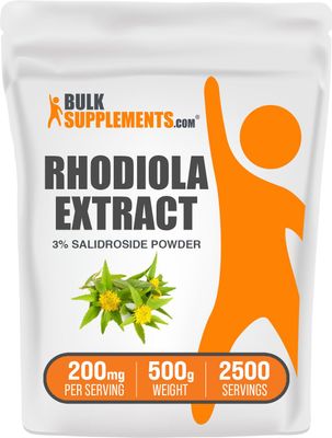BulkSupplements.com Rhodiola Extract Powder - 3% Salidrosides, Rhodiola Rosea Extract - Herbal Supplement, Gluten Free, 200mg per Serving, 500g (1.1 lbs) (Pack of 1)