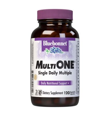 Bluebonnet Nutrition Multi One (With Iron) Vegetable Capsules, Complete Full Spectrum Multiple Vitamin Supplement, B Vitamins, Gluten &amp; Milk free, kosher, 4 Month Supply, 120 Count