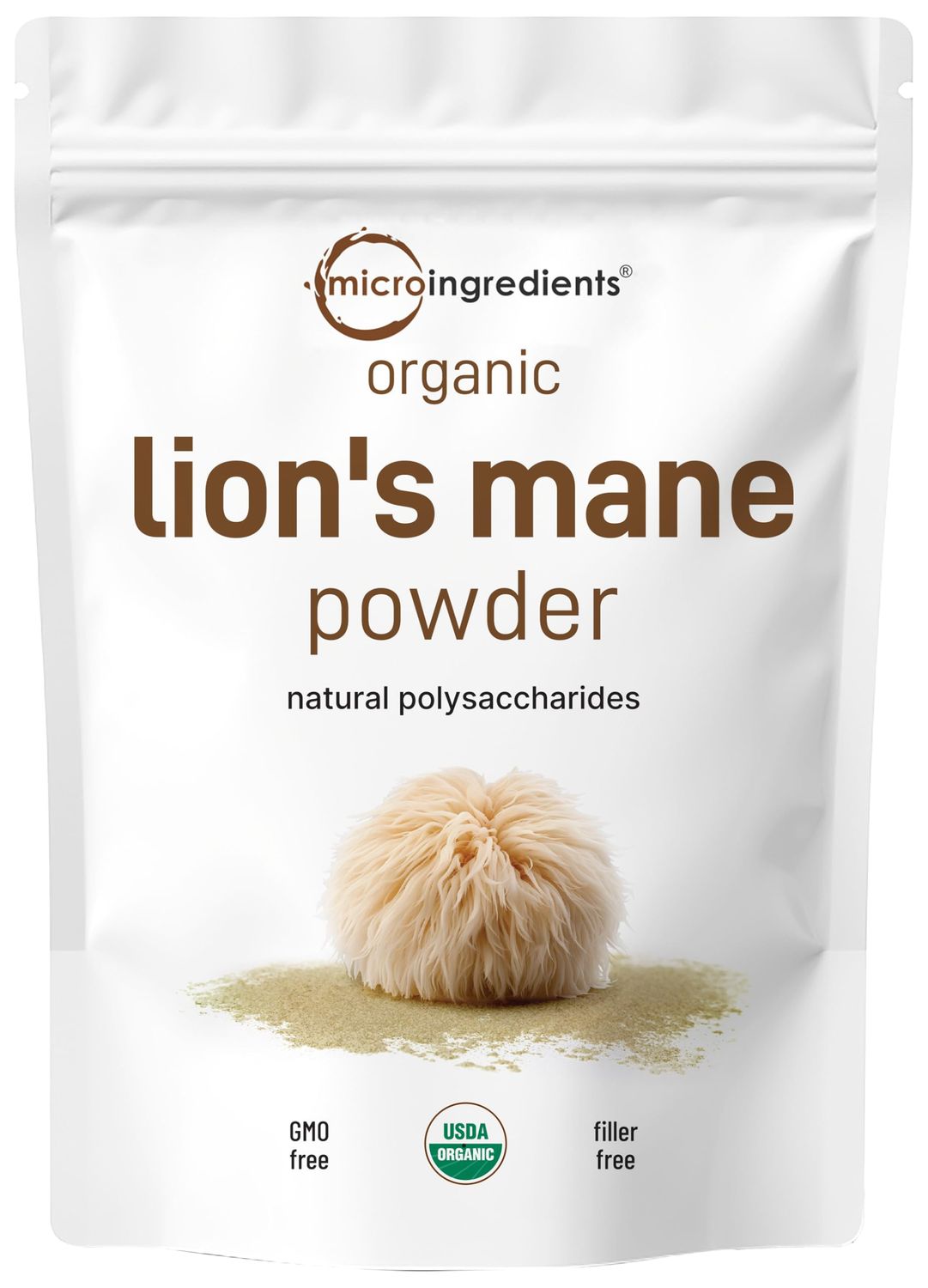 Micro Ingredients Organic Lions Mane Mushroom Supplement Powder, 16 Ounce | Natural Superfood for Brain, Energy, &amp; Immune Health | Non-GMO Vegan