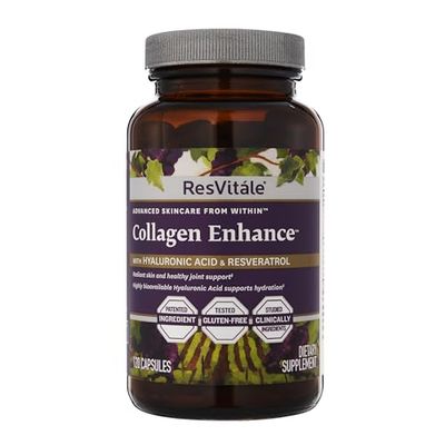 ResVitle Collagen Enhance - Beauty Supplement with Hyaluronic Acid &amp; Resveratrol - 120 Capsules