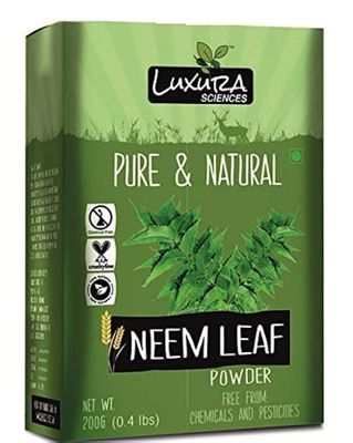 Luxura Sciences Organic Neem Leaf Powder | for Hair, Skin &amp; Oral Health | Supports Oral Hygiene &amp; Immune System | Reduces Dandruff, Clears Clogged Pores &amp; Purifies Body | 7.05 Oz/200g