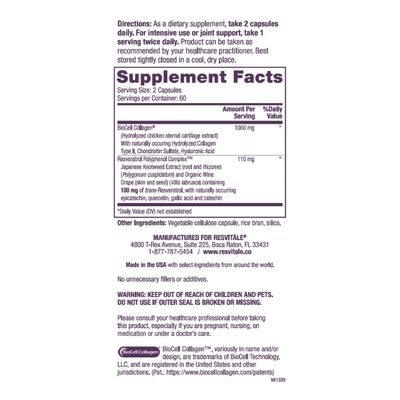 ResVitle Collagen Enhance - Beauty Supplement with Hyaluronic Acid &amp; Resveratrol - 120 Capsules