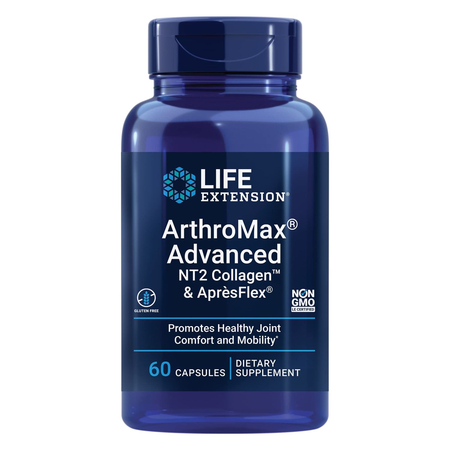 Life Extension ArthroMax Advanced NT2 Collagen &amp; AprsFlex, glucosamine sulfate, Boswellia (Indian frankincense), joint health, mobility, gluten-free, non-GMO, 60 capsules