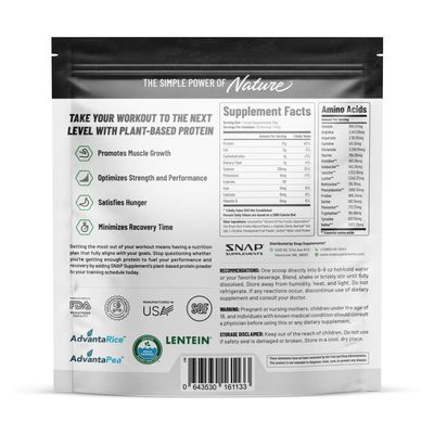 Snap Supplements Organic Plant Based Vegan Protein Powder Nitric Oxide Boosting Protein Powder, Vanilla Bean, BCAA Amino Acid for Muscle Growth, Performance &amp; Recovery - 30 Servings (Banana)