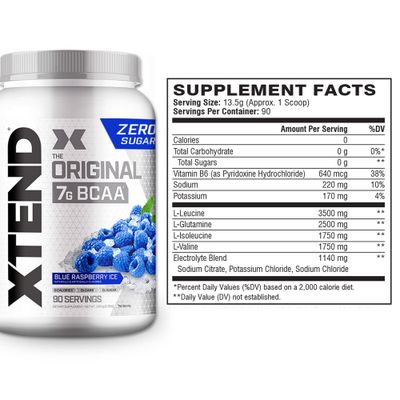 Xtend XTEND Original BCAA Powder 7g BCAA and 2.5g L-Glutamine, Sugar Free Post Workout Muscle Recovery Drink with Amino Acids for Men &amp; Women, 90 Servings