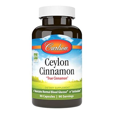 Carlson - Ceylon Cinnamon, Cinnamon Supplements, 500 mg, Cinnamon Extract Pills, Ceylon Cinnamon Capsules, 90 Capsules.